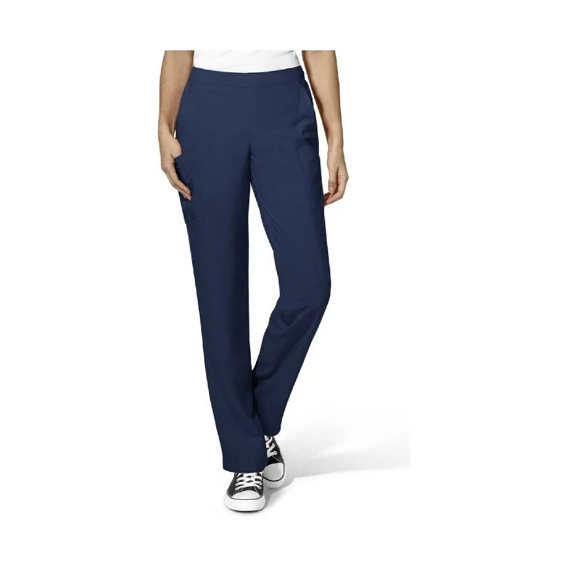 WonderWink Women's Flat Front Cargo Scrub Pant - Navy - ONLINE STORE CREDIT/EXCHANGE ONLY Elegant Palazzo Trousers