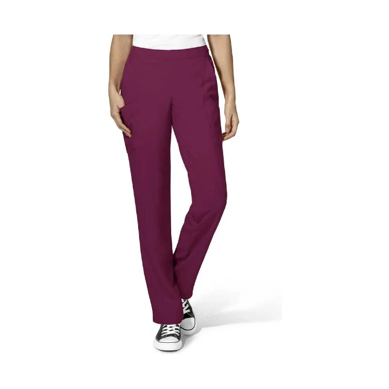 WonderWink Women's Flat Front Cargo Scrub Pant - Wine Fashionable Button-Up Pants