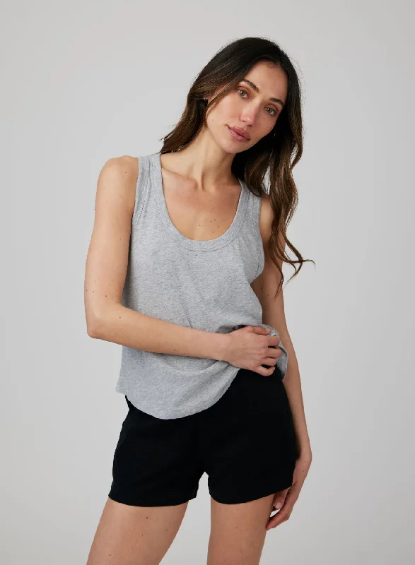 Scoop Neck Tank Top - Heather Ash one shoulder tank