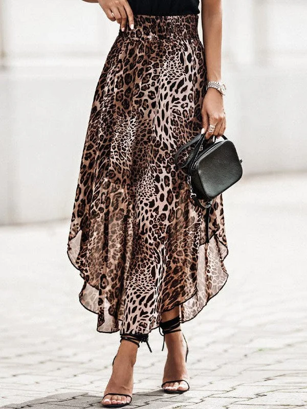 Party Leopard Print Skirt ribbed skirt waist