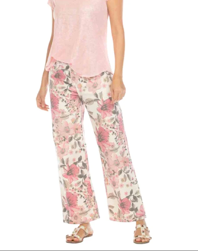 Pink Floral Wide Leg Pants Chic Checkered Pants