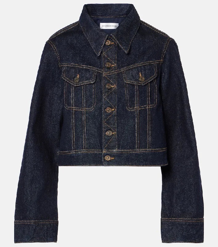Victoria Beckham Cropped denim jacket Satin Jacket Silk Jacket Chiffon Jacket