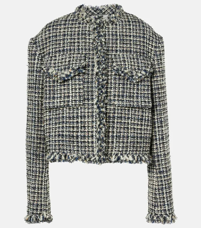 Sacai Wool-blend tweed jacket Cotton Jacket Linen Jacket Terry Jacket