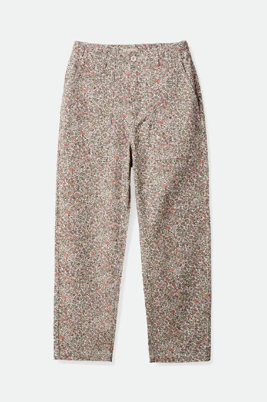 Vancouver Pant - White Floral Comfortable Denim Pants