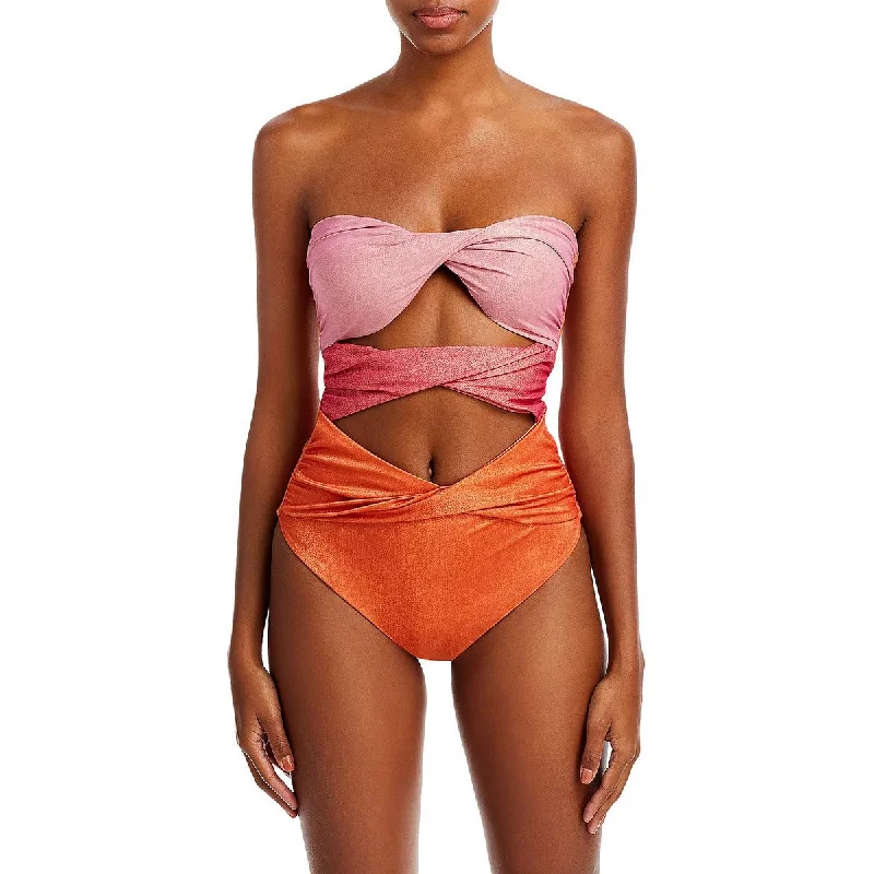 Baobab Womens Ola Ombre Metallic One-Piece Swimsuit Trendy Swimwear Set