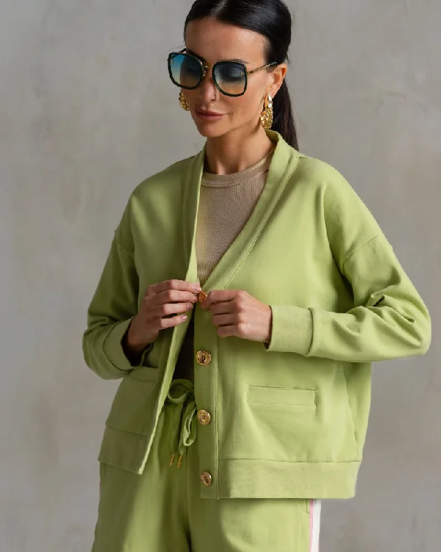 Court Interlock Cardigan Palm Green Neon metallic Matte