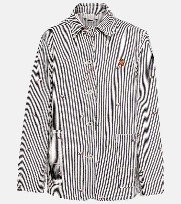 Kenzo Striped denim jacket Front Pockets Side Pockets Patch Pockets