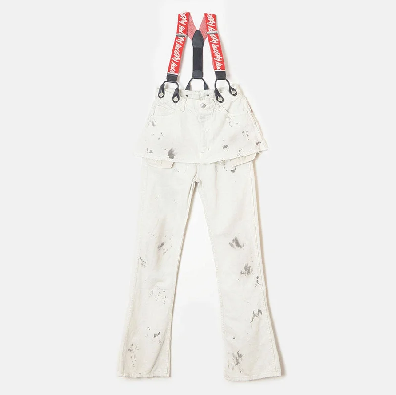 SALE 40%OFF ! <br/>【HOLIDAY/ホリデイ】<br>PAINT DENIM TWO-PIECE SUSPENDER PANTS (OFF WHITE) <br>24102039 Classic Straight Pants
