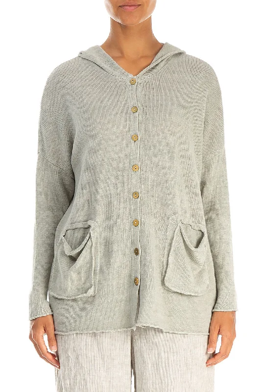 Hooded Laurel Green Linen Cardigan Oversized Loose Flowy