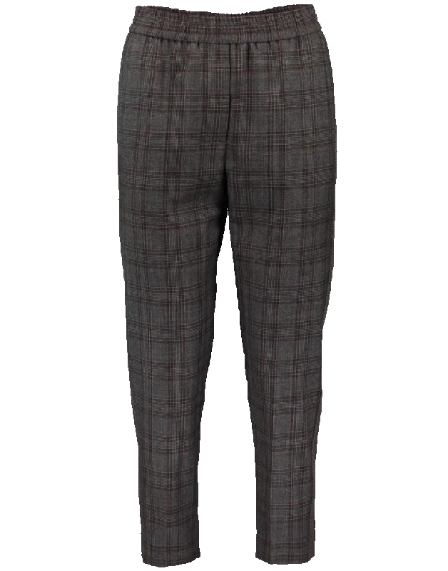 Windowpane Pull On Pant Relaxed Linen Pants