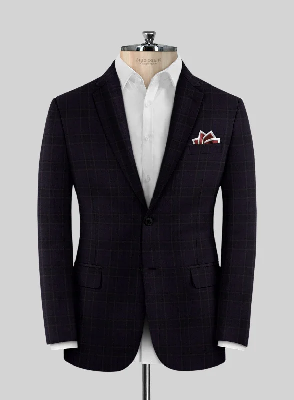 Reda Eralto Purple Checks Wool Jacket Print Jacket Jacquard Jacket Embroidered Jacket