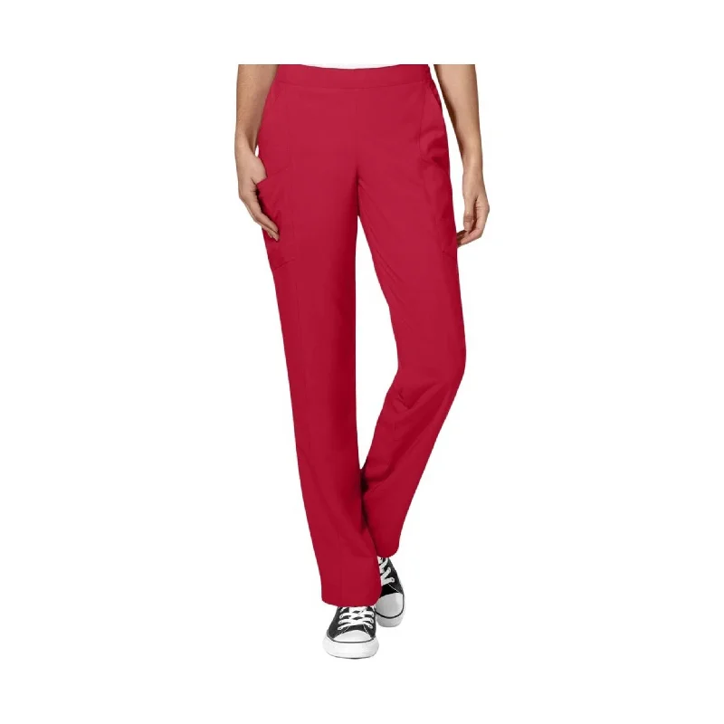 WonderWink Women's Flat Front Double Cargo Pant - Red Slim Fit Casual Pants