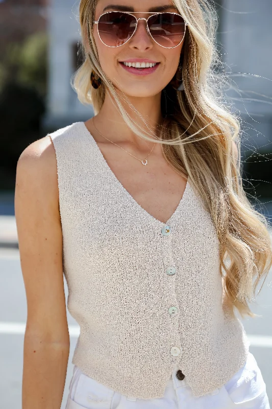 FINAL SALE - Precious Designs Natural Knit Tank rhinestone tank top
