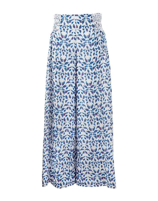Leaf Ikat Plaid Parker Pant Trendy Wide-Leg Pants