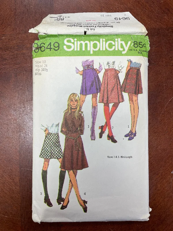 1971 Simplicity 9649 Sewing Pattern - Skirt corduroy skirt textured