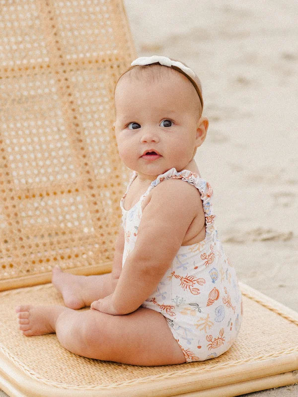 Rylee & Cru Scrunch One Piece Swimsuit, Nautical Luxury Swimsuit Style