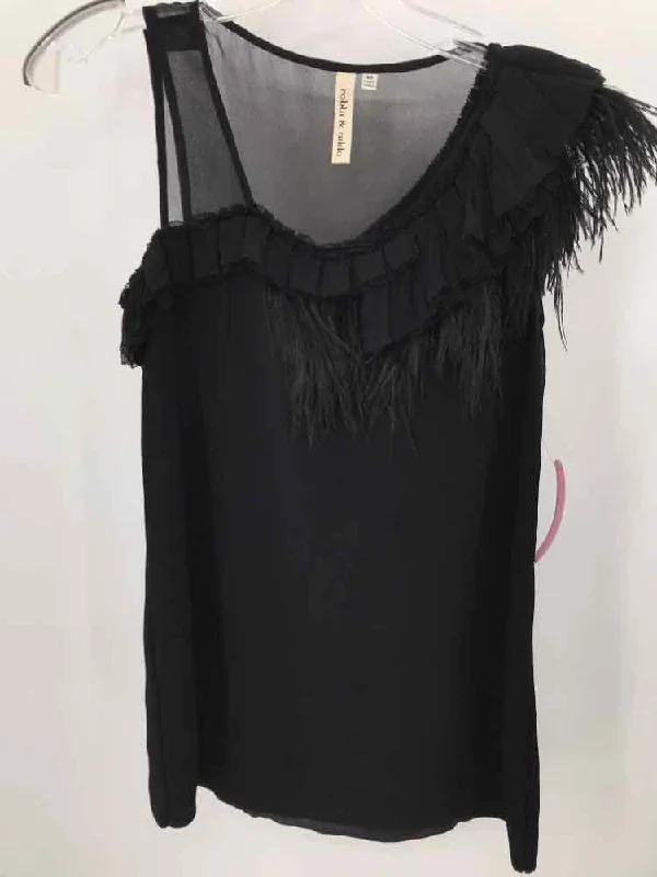 Pre-Owned Robbi & Nikki Black Size XS Feather Tank Top sheer tank top