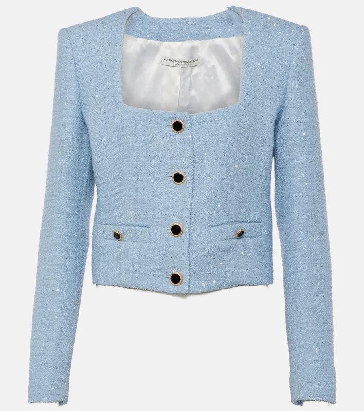 Alessandra Rich Sequined tweed jacket Faux Fur Fabric Real Fur Fabric Shearling Fabric