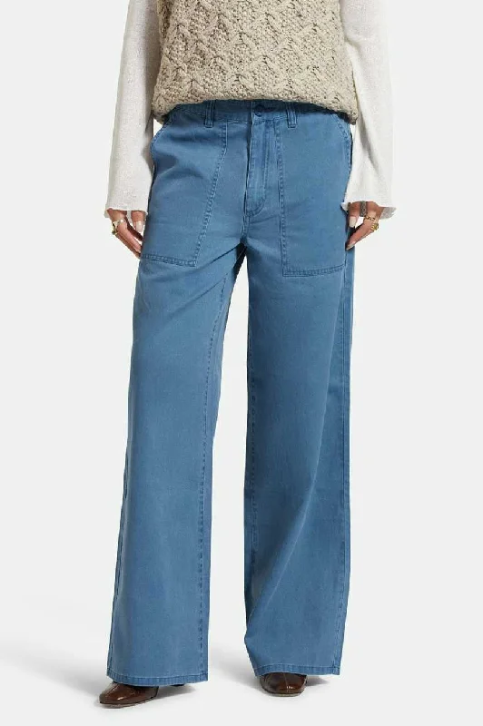 Vintage Military Lightweight Pant - Deep Sea Stylish Paperbag Waist Pants