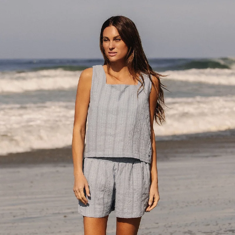 Eyelet Tank, Dusk Blue scoop neck tank
