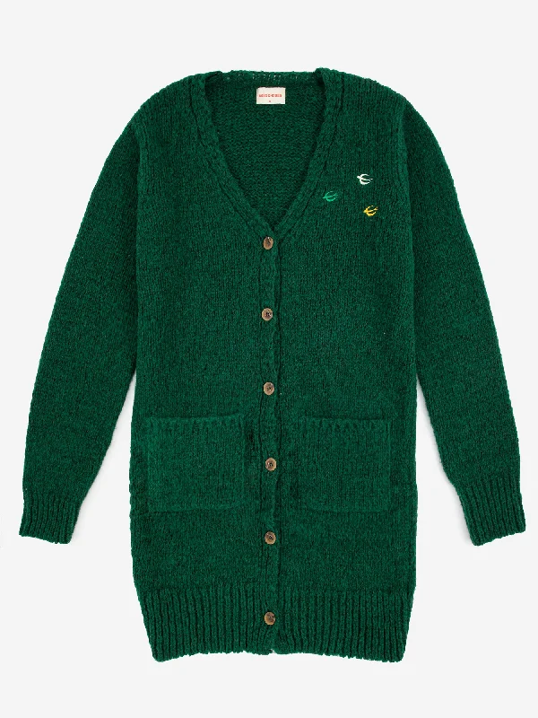 CHUNKY BUTTONED LONG CARDIGAN Handmade Hand-knitted Hand-woven
