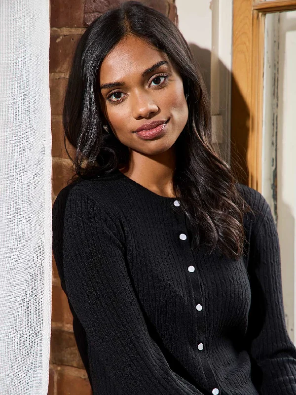 Cable Knit Button-Front Cardigan Collared Crew Neck Turtle Neck
