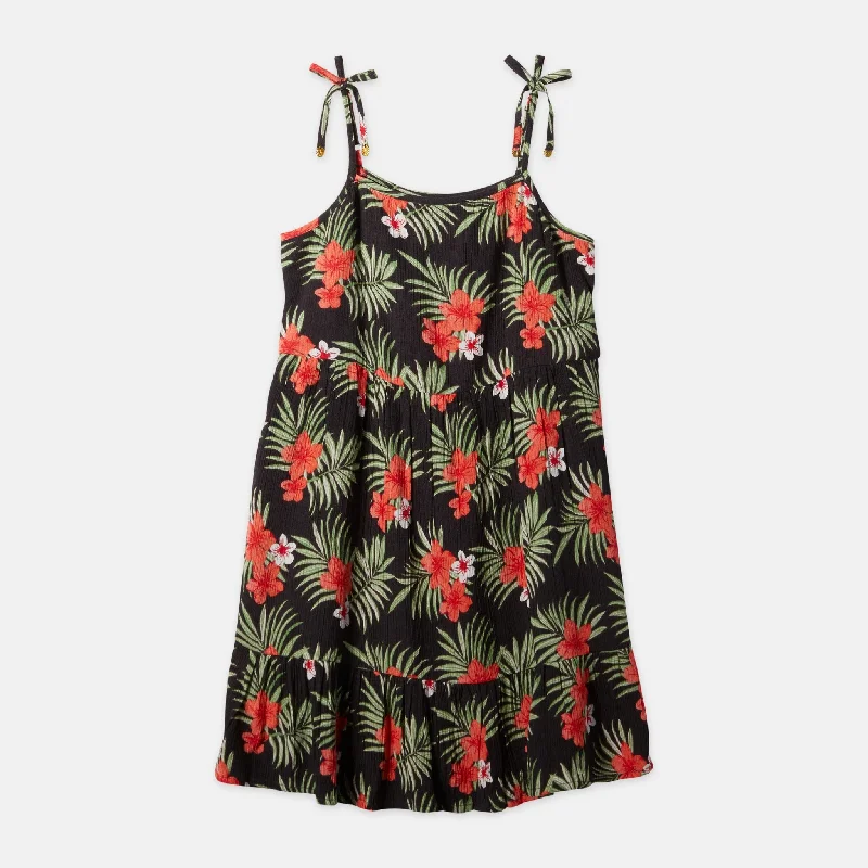 Girls Luau Party Dress - Black Tunics Lace romantic
