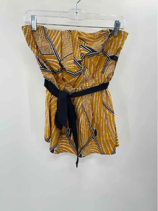 Pre-Owned Floreat Yellow Size 8 Printed Strapless Tank floral tank top