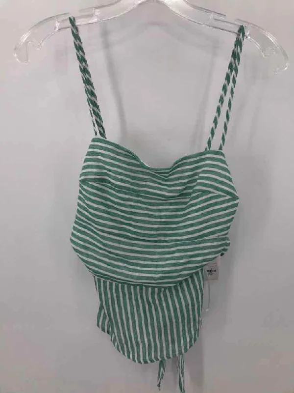 Pre-Owned Mi Ami Green Size Medium Stripe Tank Top flexible tank top