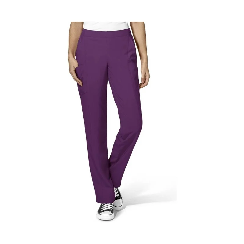 WonderWink Women's Flat Front Cargo Scrub Pant - Eggplant Relaxed High-Waist Trousers