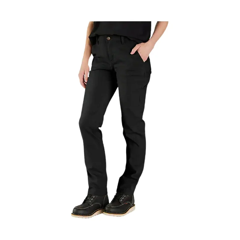 Carhartt Women's Rugged Relaxed Fit Canvas Work Pant - Black High-Waist Jeans