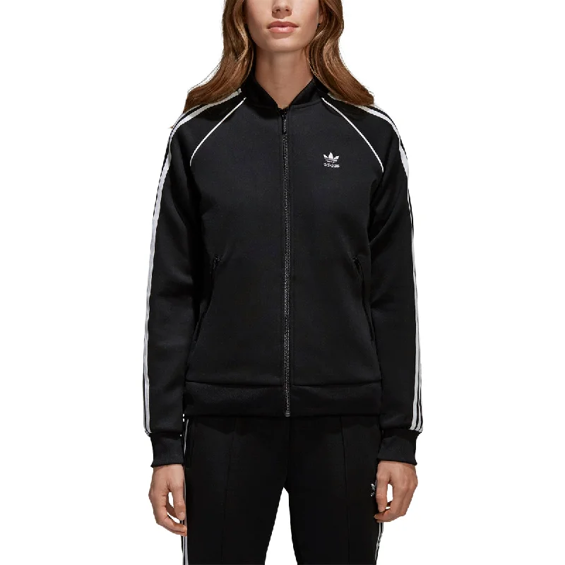 Adidas Originals Supertstar Women's Track Jacket Black/White Notch Collar Peter Pan Collar Cowl Neck