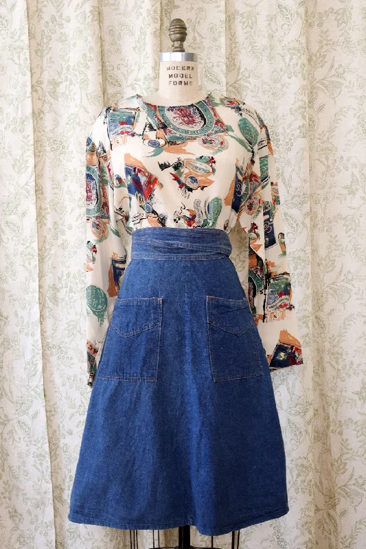 Bottoms Up Denim Wrap Skirt M/L leather skirt sleek