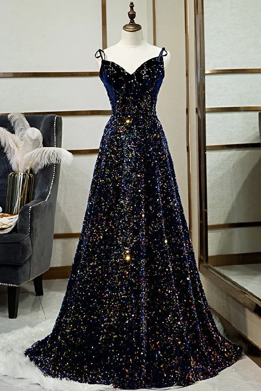 Sparkly Long A-line Lace Up Back Evening Prom Dress Party Dress OK905 Tunics Corduroy durable