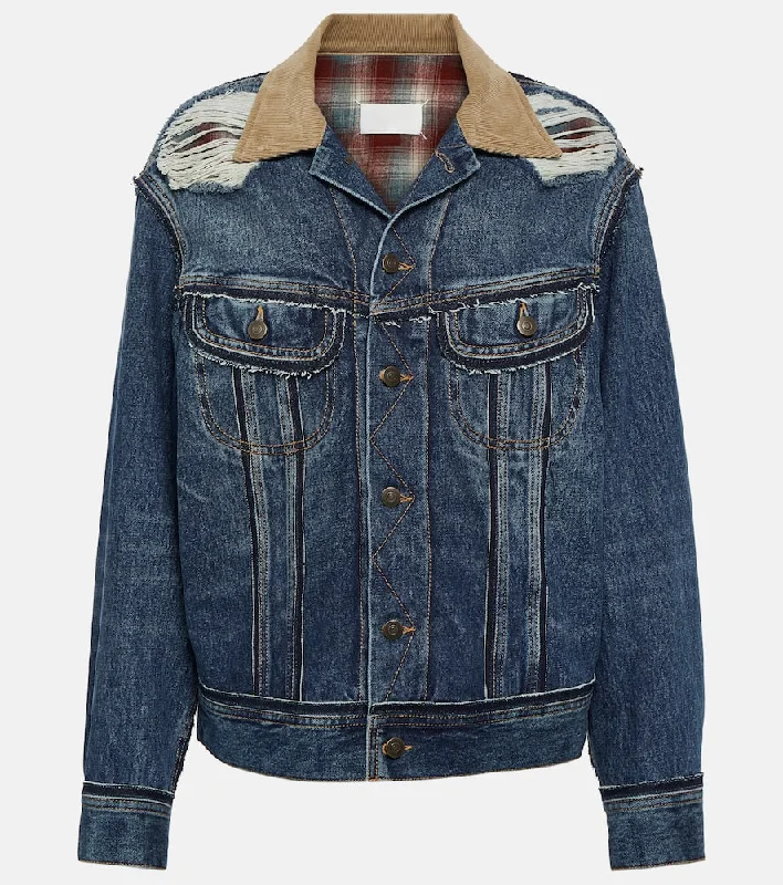 Maison Margiela x Pendleton distressed denim jacket Anorak Shell Jacket Lightweight Jacket