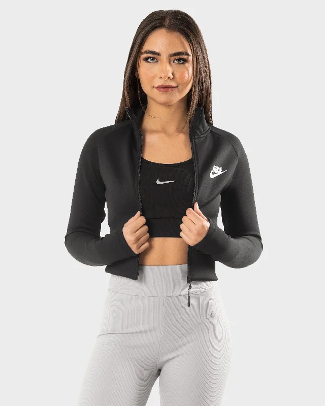 CROPPED BLACK JACKET NIKE One-Shoulder Jacket Off-the-Shoulder Jacket Asymmetrical Jacket