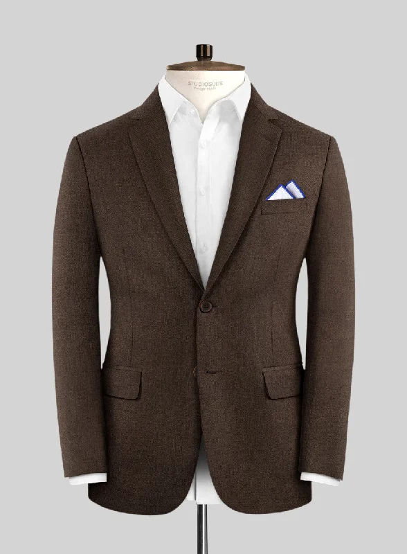 Fresco Brown Wool Jacket Welt Pockets Slit Pockets Flap Pockets