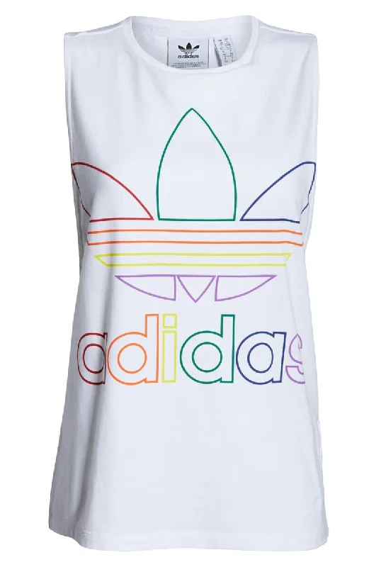 Adidas Women's Originals Pride Trefoil Tank Top White low neck tank