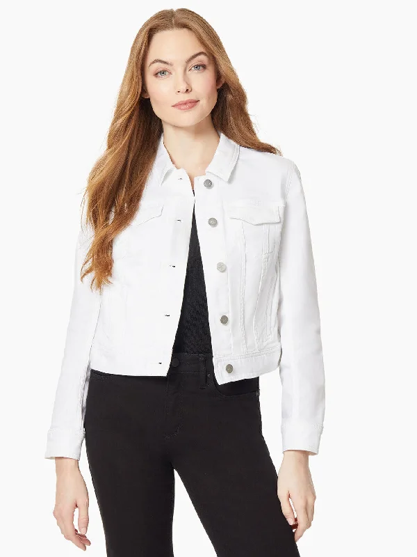 Classic Denim Jacket, Soft White Cotton Fabric Linen Fabric Terry Fabric