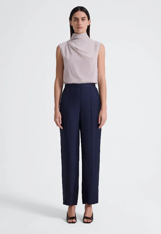 Lane Silk Pant - Darkest Navy Fashionable Track Pants
