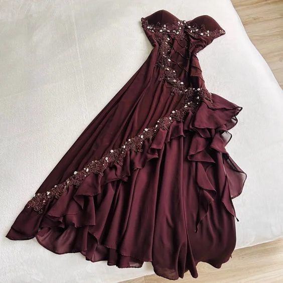Vintage Sweetheart A-Line Beading Appliques Long Party Dress, DP2856 Tunics Wedding white
