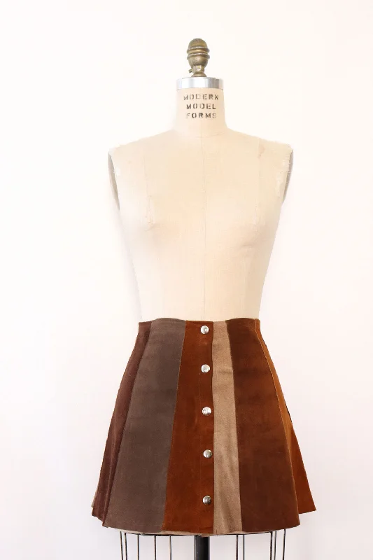 Suede Paneled Mini Skirt M linen skirt relaxed