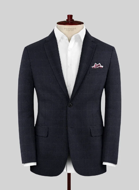 Lanificio Zegna Electa Corta Blue Checks Wool Jacket Front Pockets Side Pockets Patch Pockets