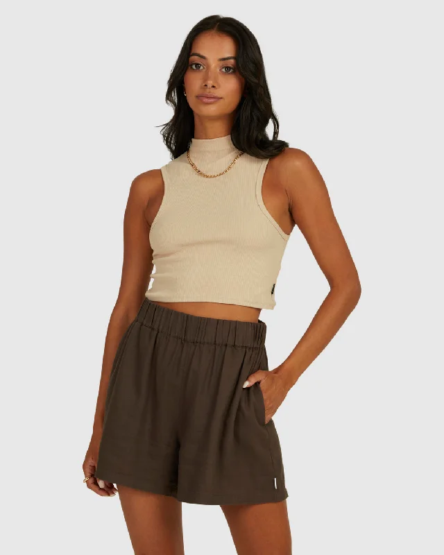 Cafe Tank Top - Sand strapless tank top