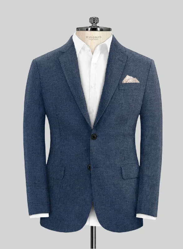 Solbiati Twill Indigo Linen Jacket Toggled Jacket Drawstring Jacket Belted Jacket