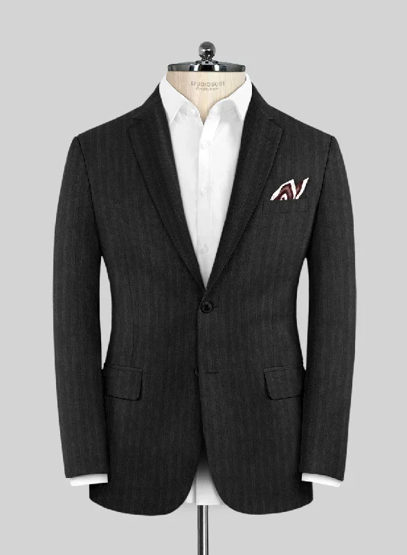 Lanificio Zegna Traveller Jaspal Black Stripe Wool Jacket Rayon Fabric Velvet Fabric Corduroy Fabric