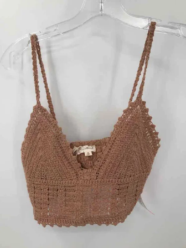 Pre-Owned Hem & Thread Brown Size Medium Tank Top spandex blend tank