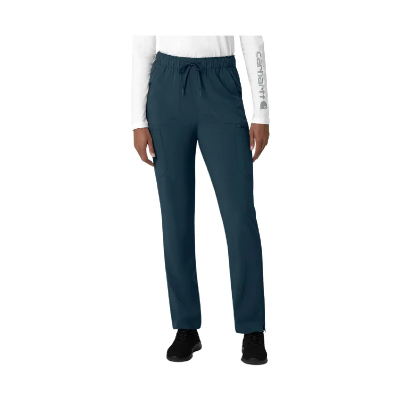 Carhartt Women's Force Cross Flex Straight Leg Cargo Scrub Pant - Navy Chic Wool Trousers