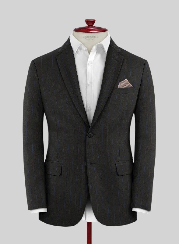 Lanificio Zegna Traveller Renar Black Stripe Wool Jacket Print Jacket Jacquard Jacket Embroidered Jacket