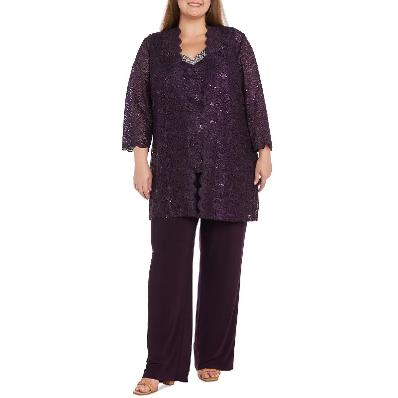 R&M Richards Womens Plus 3 PC Embellished  Pant Outfit Comfortable Cargo Pants